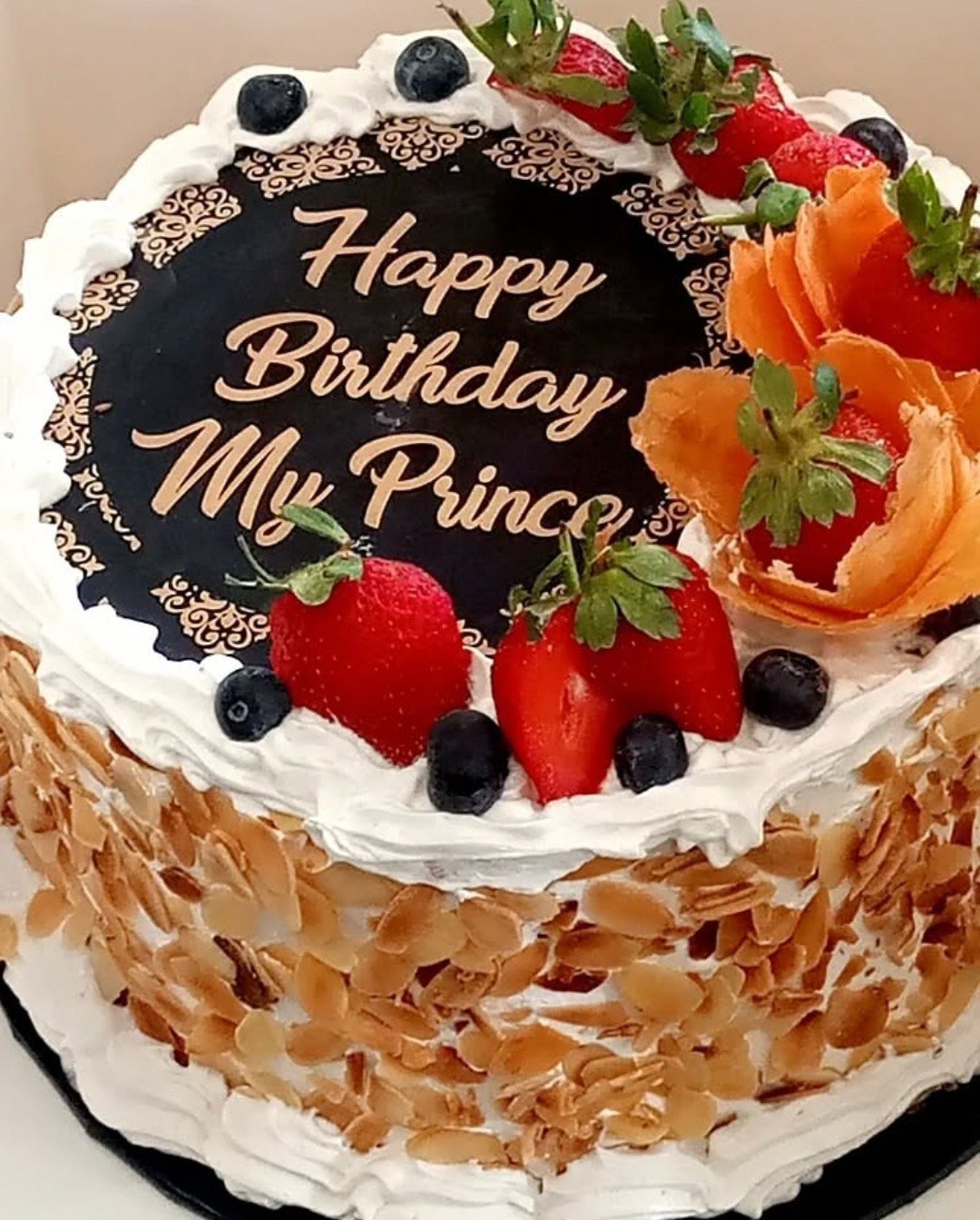 Almond flour 8inches cake decorated with whipped cream